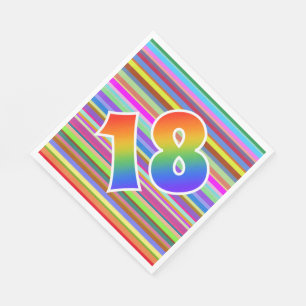 Colourful Stripes + Rainbow Pattern "18" Event # Napkin