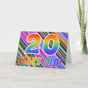 Colourful Stripes + Rainbow Pattern "20 years old! Card