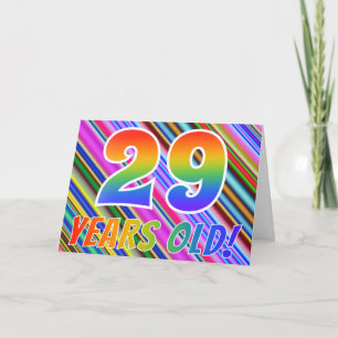 Colourful Stripes + Rainbow Pattern "29 years Card