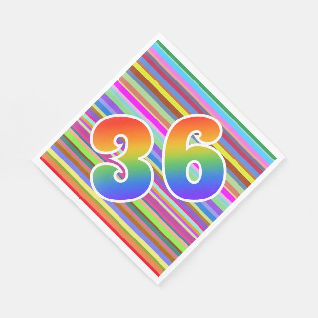 Colourful Stripes + Rainbow Pattern "36" Event # Napkin (Corner)
