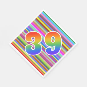 Colourful Stripes + Rainbow Pattern "39" Event # Napkin