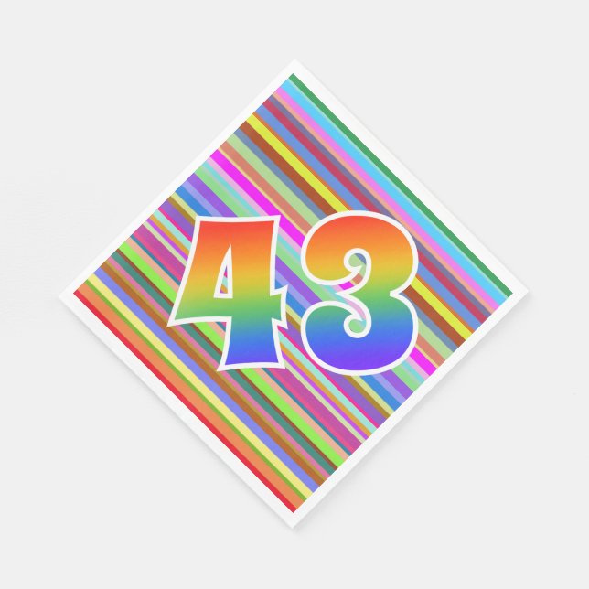 Colourful Stripes + Rainbow Pattern "43" Event # Napkin (Corner)