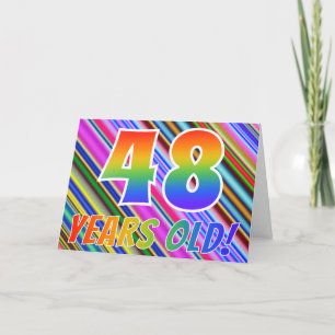 Colourful Stripes + Rainbow Pattern "48 years old! Card