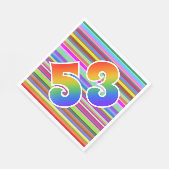 Colourful Stripes + Rainbow Pattern "53" Event # Napkin (Corner)