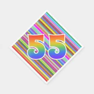 Colourful Stripes + Rainbow Pattern "55" Event # Napkin