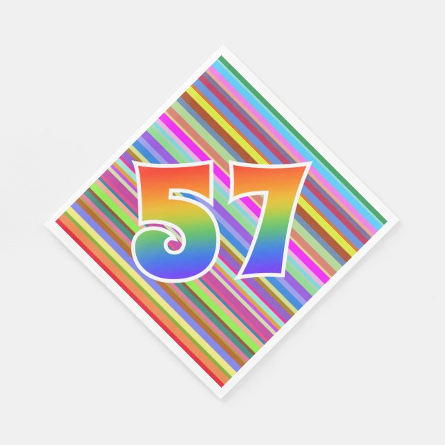 Colourful Stripes + Rainbow Pattern "57" Event # Napkin (Corner)