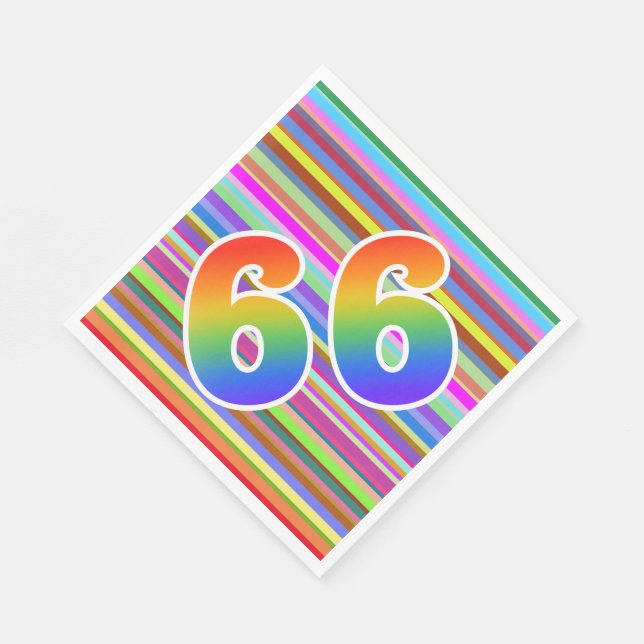 Colourful Stripes + Rainbow Pattern "66" Event # Napkin (Corner)