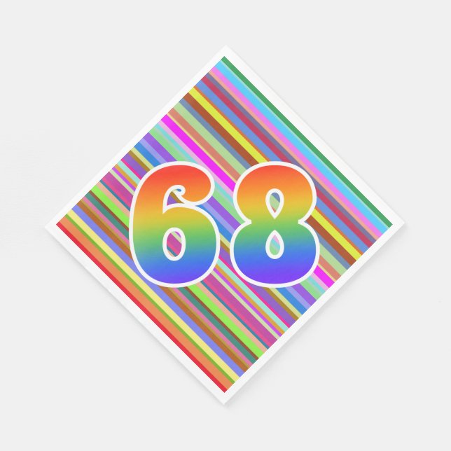 Colourful Stripes + Rainbow Pattern "68" Event # Napkin (Corner)