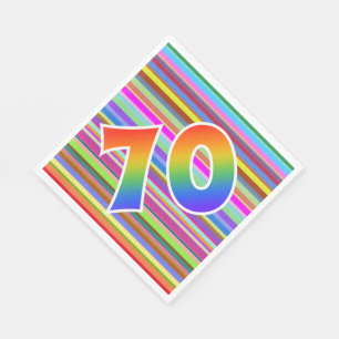 Colourful Stripes + Rainbow Pattern "70" Event # Napkin
