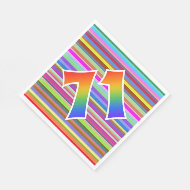 Colourful Stripes + Rainbow Pattern "71" Event # Napkin (Corner)