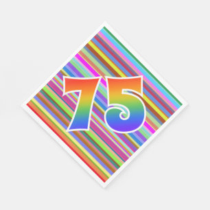 Colourful Stripes + Rainbow Pattern "75" Event # Napkin