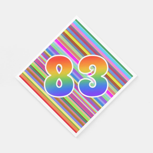Colourful Stripes + Rainbow Pattern "83" Event # Napkin (Corner)