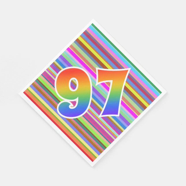 Colourful Stripes + Rainbow Pattern "97" Event # Napkin (Corner)