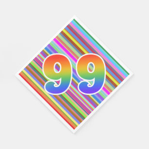 Colourful Stripes + Rainbow Pattern "99" Event # Napkin