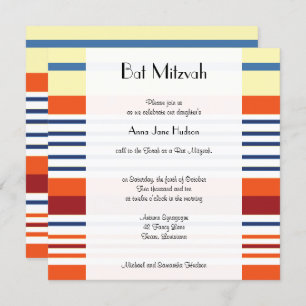 Colourful Stripes, Rainbow Stripes, Bat Mitzvah Invitation