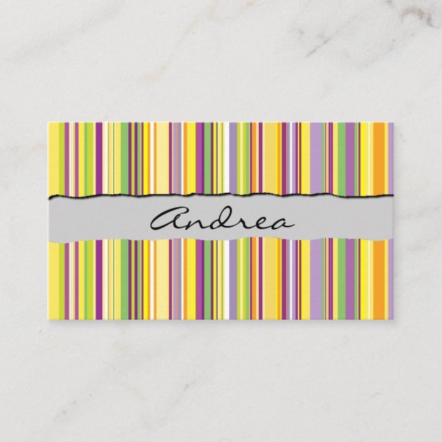 Colourful Stripes, Rainbow Stripes, Striped Patter Business Card (Front)