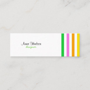 Colourful Stripes, Rainbow Stripes, Striped Patter Mini Business Card