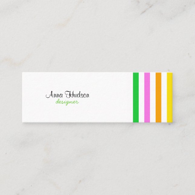Colourful Stripes, Rainbow Stripes, Striped Patter Mini Business Card (Front)