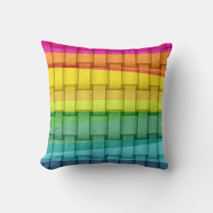 Colourful stripes retro graphic design cushion
