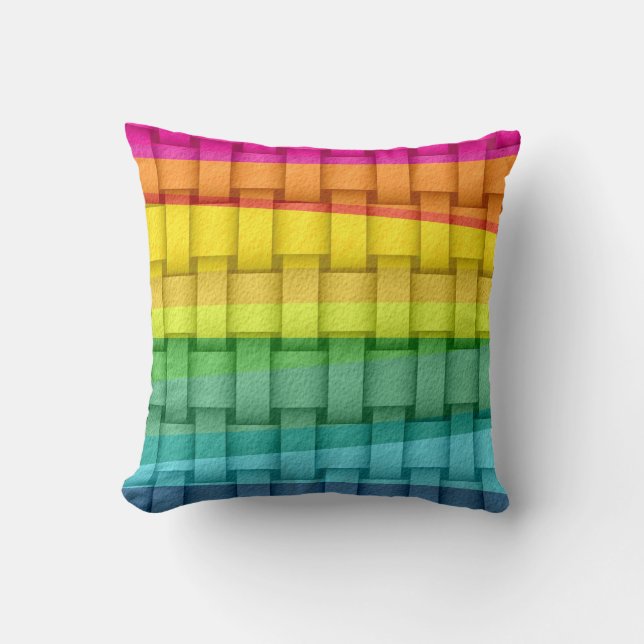 Colourful stripes retro graphic design cushion (Front)