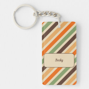 Colourful Stripes Retro Style Groovy Funky Key Ring