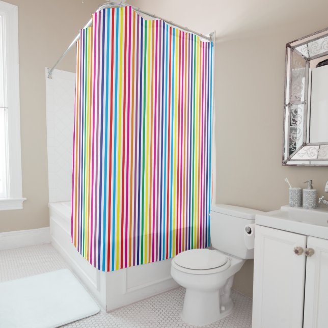 Colourful Stripes Shower Curtain (In Situ)