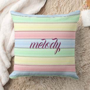 Colourful Stripes Soft Pastel Horizontal Lines Cushion