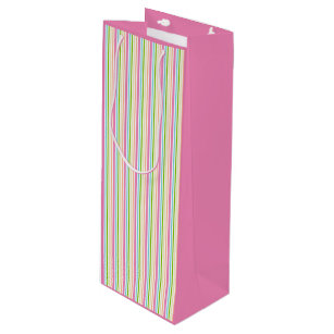 Colourful Stripes Template Pink Yellow Blue Green Wine Gift Bag