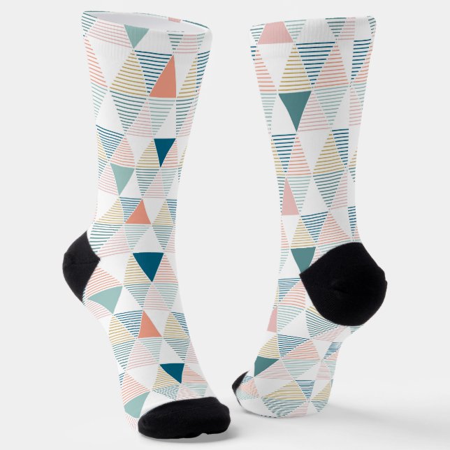 Colourful stripes triangles seamless pattern socks (Angled)