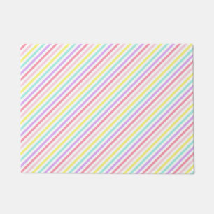 Colourful Stripes Unicorn Rainbow Pastel Colours Doormat