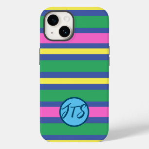 Colourful Stripes w/Customised Monogram iPhone Cas Case-Mate iPhone 14 Case