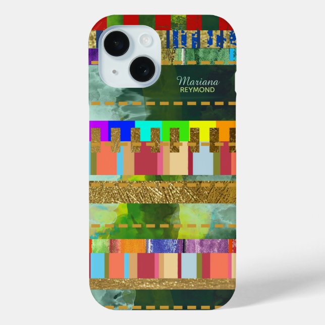 Colourful Stripes with her name Case-Mate iPhone Case (Back)