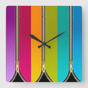 Colourful Stripes with Zippers - Wall Clock