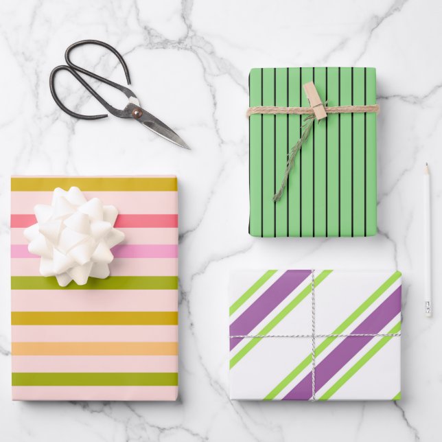 Colourful Stripes  Wrapping Paper Sheet (Front)