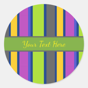 Colourful Stripped Classic Round Sticker