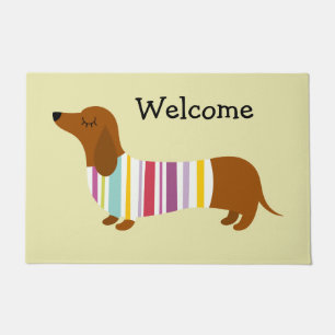 Colourful Stripped Dachshund Doormat