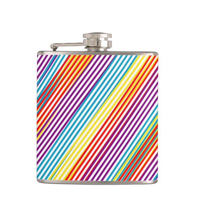 Colourful strips pattern hip flask (Front)