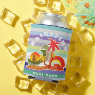 Colourful Strips Tropical Island, Can Cooler