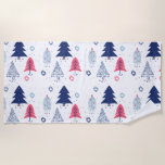 Colourful Stylised Christmas trees pattern Beach Towel<br><div class="desc">Stylised Christmas trees colourful seamless pattern.</div>