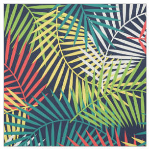 Colourful Stylised Coconut Leafs Pattern Fabric