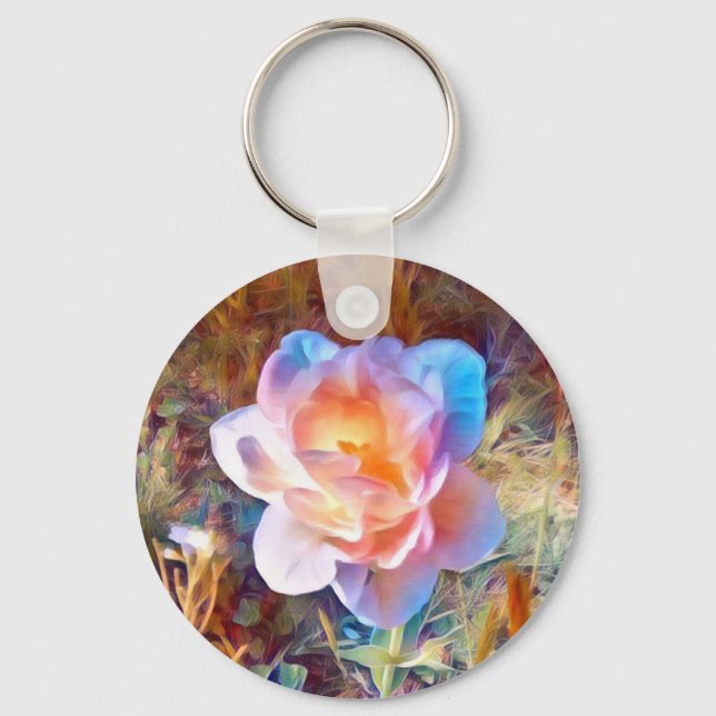 Colourful Stylised Flower Key Ring (Front)