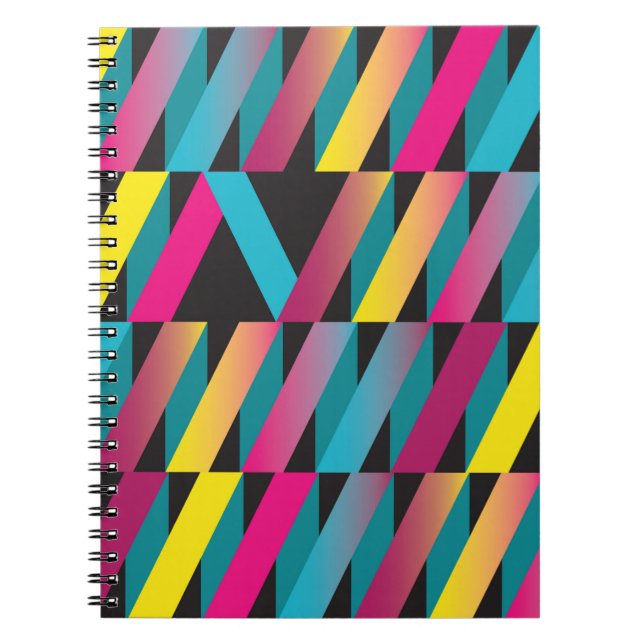 Colourful stylish abstract ribbon geometric patter notebook (Front)