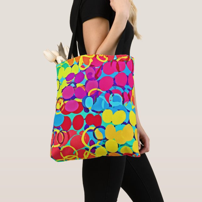 Colourful Stylish and Chic Spectrum Pattern Tote Bag (Close Up)