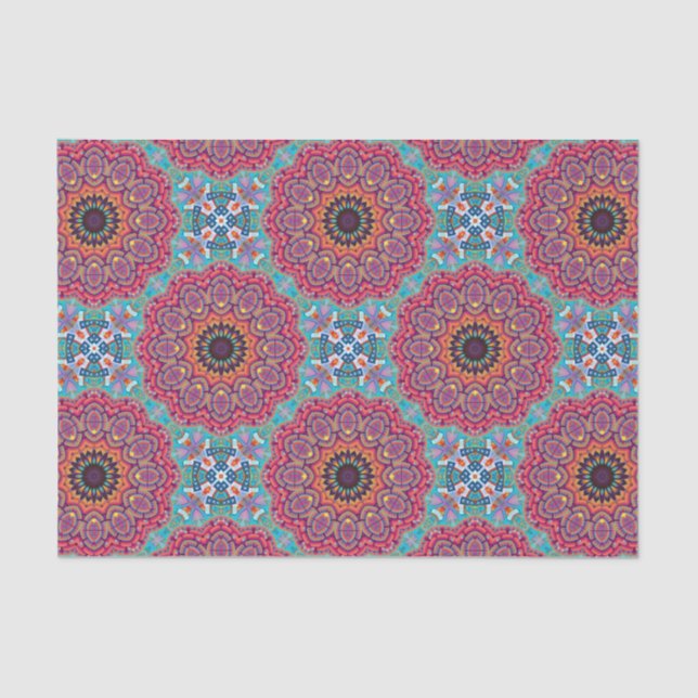 Colourful Stylish Boho Mandalas Geometric Pattern Tissue Paper (Front)