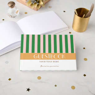 Colourful Stylish Bright Colour Minimalist Stripes Guest Book