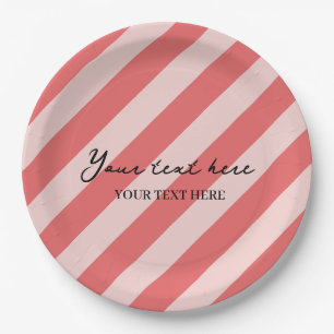 Colourful Stylish Minimalist Pink Stripes Party Paper Plate