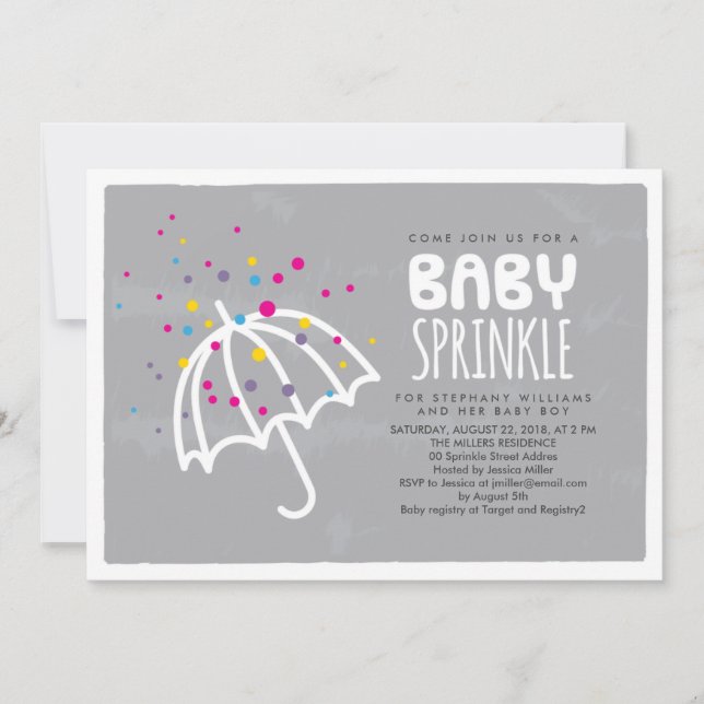 Colourful Stylish Neutral Grey Baby Sprinkle Invit Invitation (Front)
