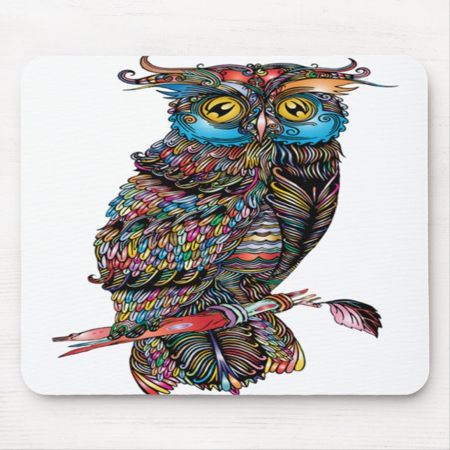 Colourful Stylish Owl Mouse Pad (Front)