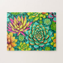 Colourful Succulent 1 Easy Brain Art Puzzle Photo