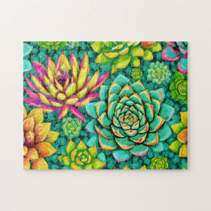 Colourful Succulent 1 Easy Brain Art Puzzle Photo
